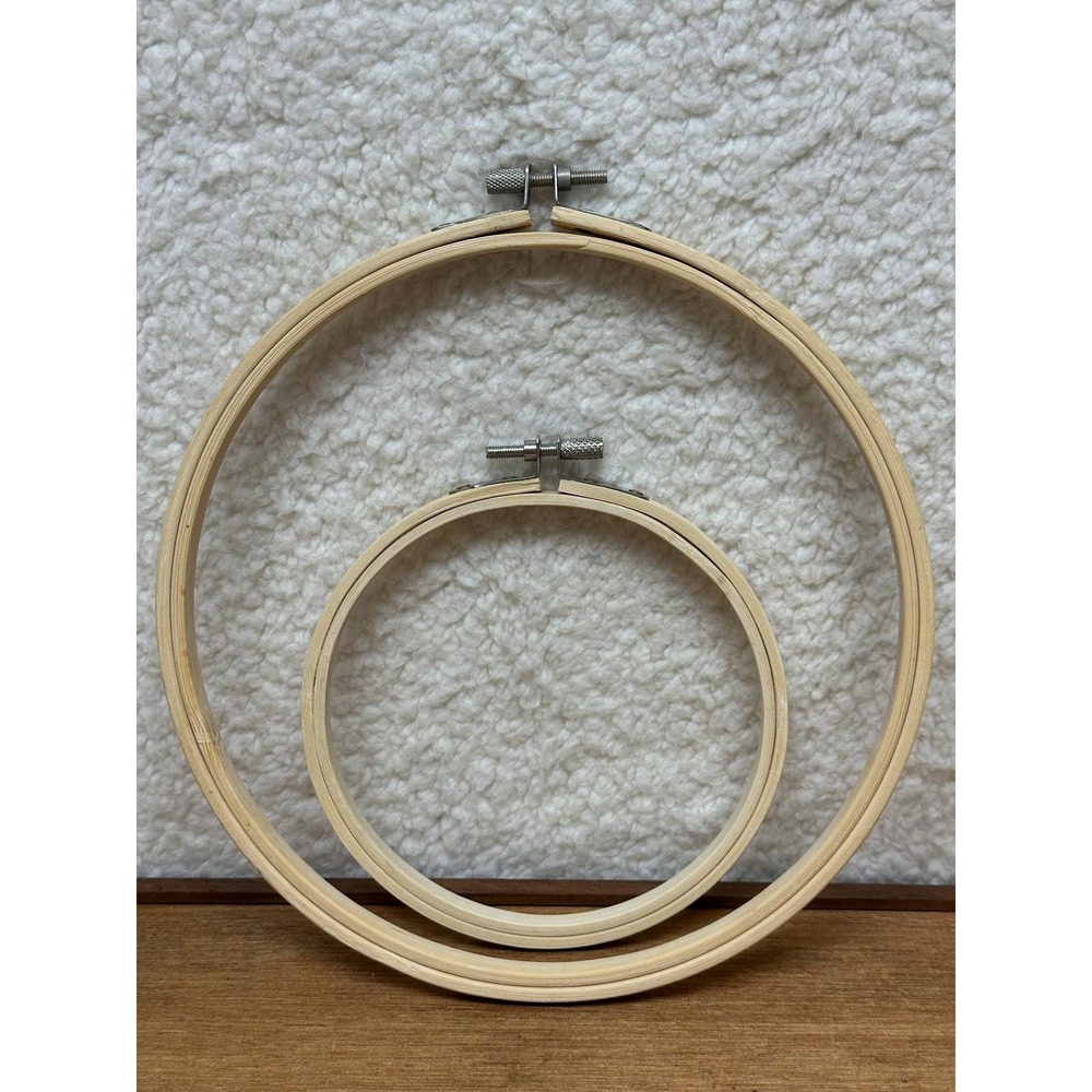 Embroidery Hoops 2 Piece Set 8 Inch and 5 Inch Natural Wood Needlework - Picture 3 of 4